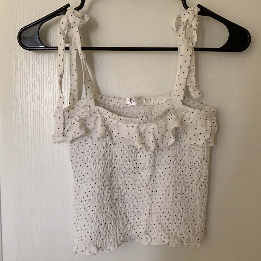Smocked crop top with tie straps
